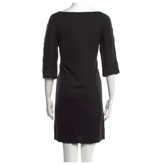 PIAZZA SEMPIONE Black Bateau Neckline Wool Silk Mini Dress - Size M - Picture 5 of 9